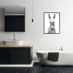 Stupell Industries Donkey Toilet Paper Funny Bathroom Framed Giclee Art