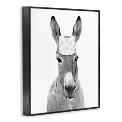 Stupell Industries Donkey Toilet Paper Funny Bathroom Framed Giclee Art