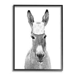 Stupell Industries Donkey Toilet Paper Funny Bathroom Framed Giclee Art