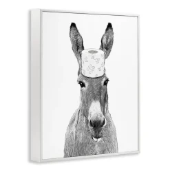 Stupell Industries Donkey Toilet Paper Funny Bathroom Framed Giclee Art