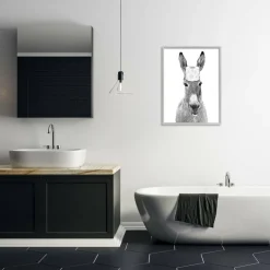 Stupell Industries Donkey Toilet Paper Funny Bathroom Framed Giclee Art