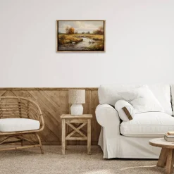 Stupell Industries Ducky Days Landscape Framed Floater Canvas Wall Art Design by Petal Prints Design