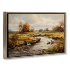 Stupell Industries Ducky Days Landscape Framed Floater Canvas Wall Art Design by Petal Prints Design