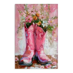 Stupell Industries Floral Boots Pink Cowgirl Canvas, design by LSR Design Studio