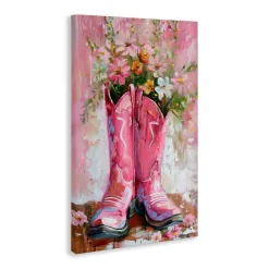 Stupell Industries Floral Boots Pink Cowgirl Canvas, design by LSR Design Studio