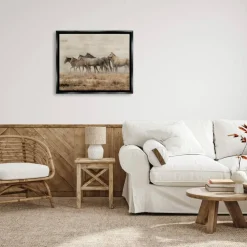 Stupell Industries Galloping Horse Herd Countryside Floater Framed Art