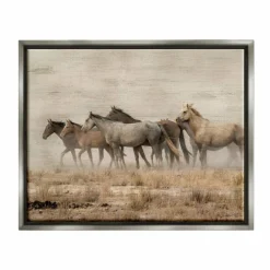 Stupell Industries Galloping Horse Herd Countryside Floater Framed Art