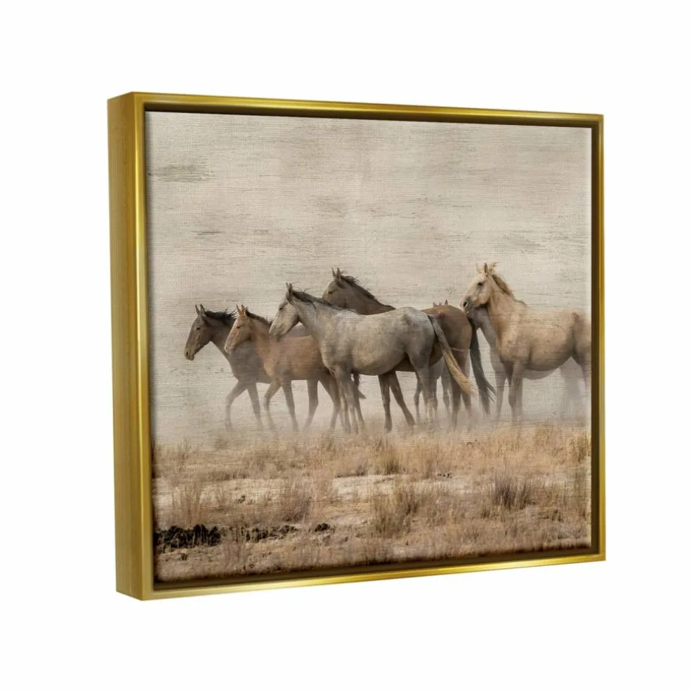 Stupell Industries Galloping Horse Herd Countryside Floater Framed Art