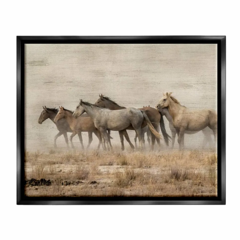 Stupell Industries Galloping Horse Herd Countryside Floater Framed Art