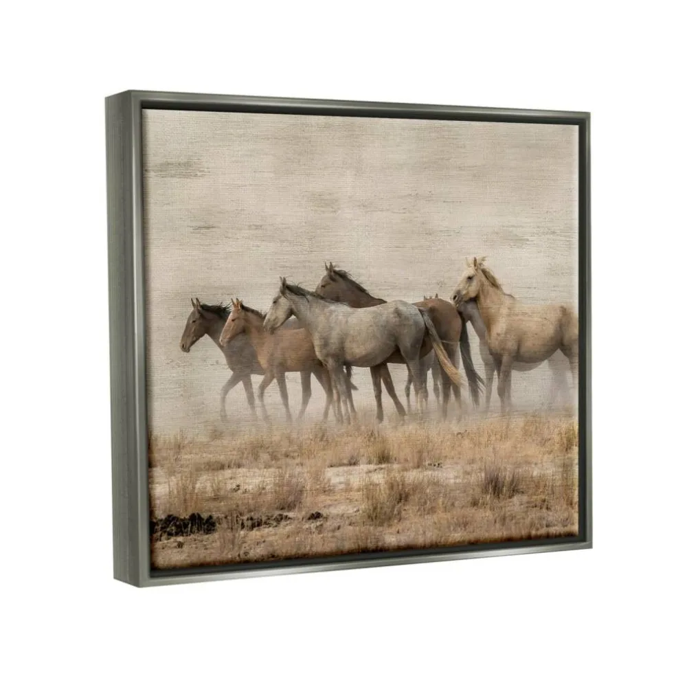 Stupell Industries Galloping Horse Herd Countryside Floater Framed Art