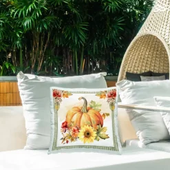 Stupell Industries Gingham Bordered Pumpkin Outdoor Printed Pillow