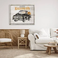 Stupell Industries Happy Halloween Pumpkin Truck Canvas Wall Art