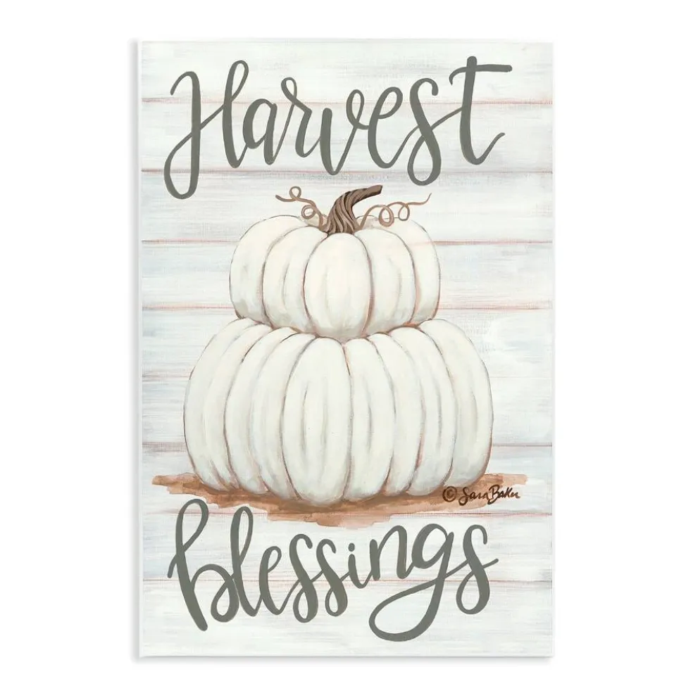 Stupell Industries Harvest Blessings White Pumpkins Wall Plaque Art