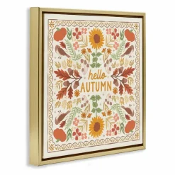 Stupell Industries Hello Autumn Pattern Floater Framed Wall Art