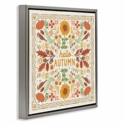 Stupell Industries Hello Autumn Pattern Floater Framed Wall Art