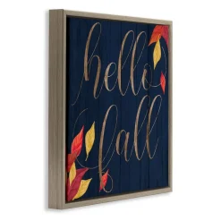 Stupell Industries Hello Fall with Autumn Foliage Floater Framed Art