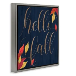 Stupell Industries Hello Fall with Autumn Foliage Floater Framed Art