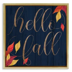 Stupell Industries Hello Fall with Autumn Foliage Floater Framed Art