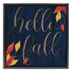 Stupell Industries Hello Fall with Autumn Foliage Floater Framed Art