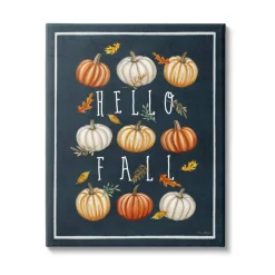 Stupell Industries Hello Fall Mixed Pumpkins Canvas Wall Art