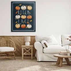 Stupell Industries Hello Fall Mixed Pumpkins Canvas Wall Art