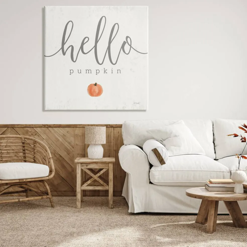 Stupell Industries Hello Pumpkin Fall Greeting Canvas Wall Art