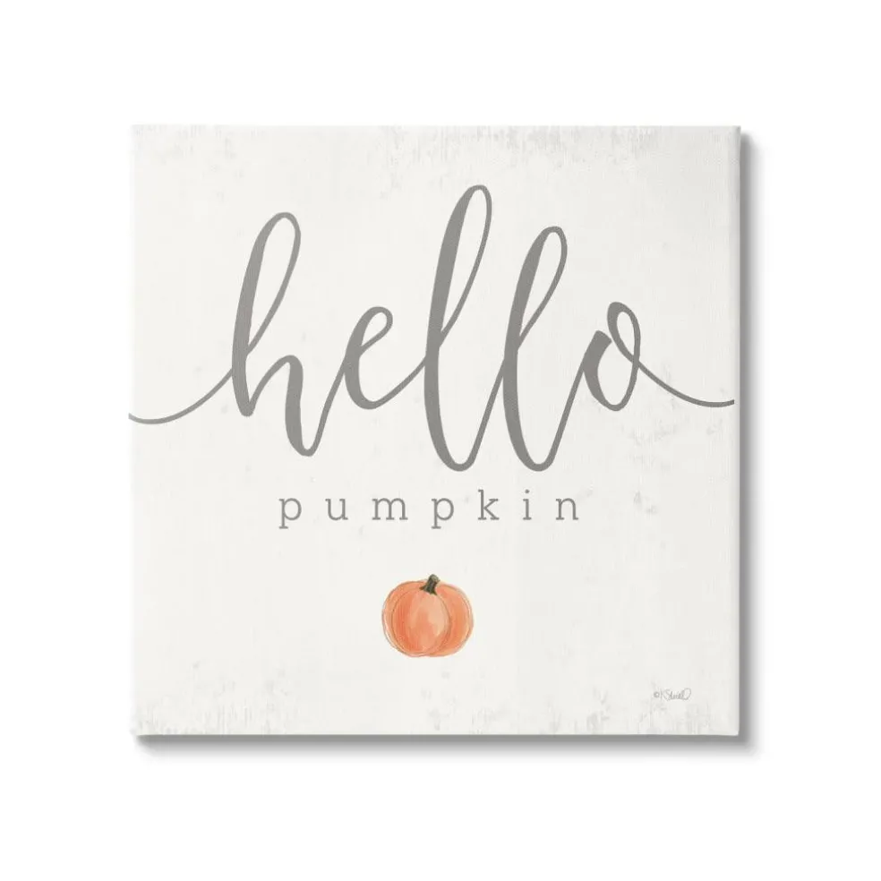 Stupell Industries Hello Pumpkin Fall Greeting Canvas Wall Art