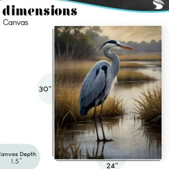 Stupell Industries Heron in Serene Marshlands Canvas, design by Susan Arnot