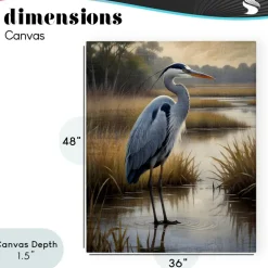 Stupell Industries Heron in Serene Marshlands Canvas, design by Susan Arnot