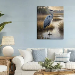 Stupell Industries Heron in Serene Marshlands Canvas, design by Susan Arnot