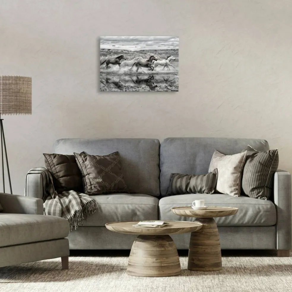 Stupell Industries Horses Splashing in Riverbank Canvas By PHBurchett