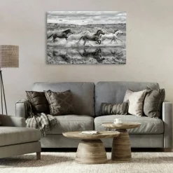 Stupell Industries Horses Splashing in Riverbank Canvas By PHBurchett