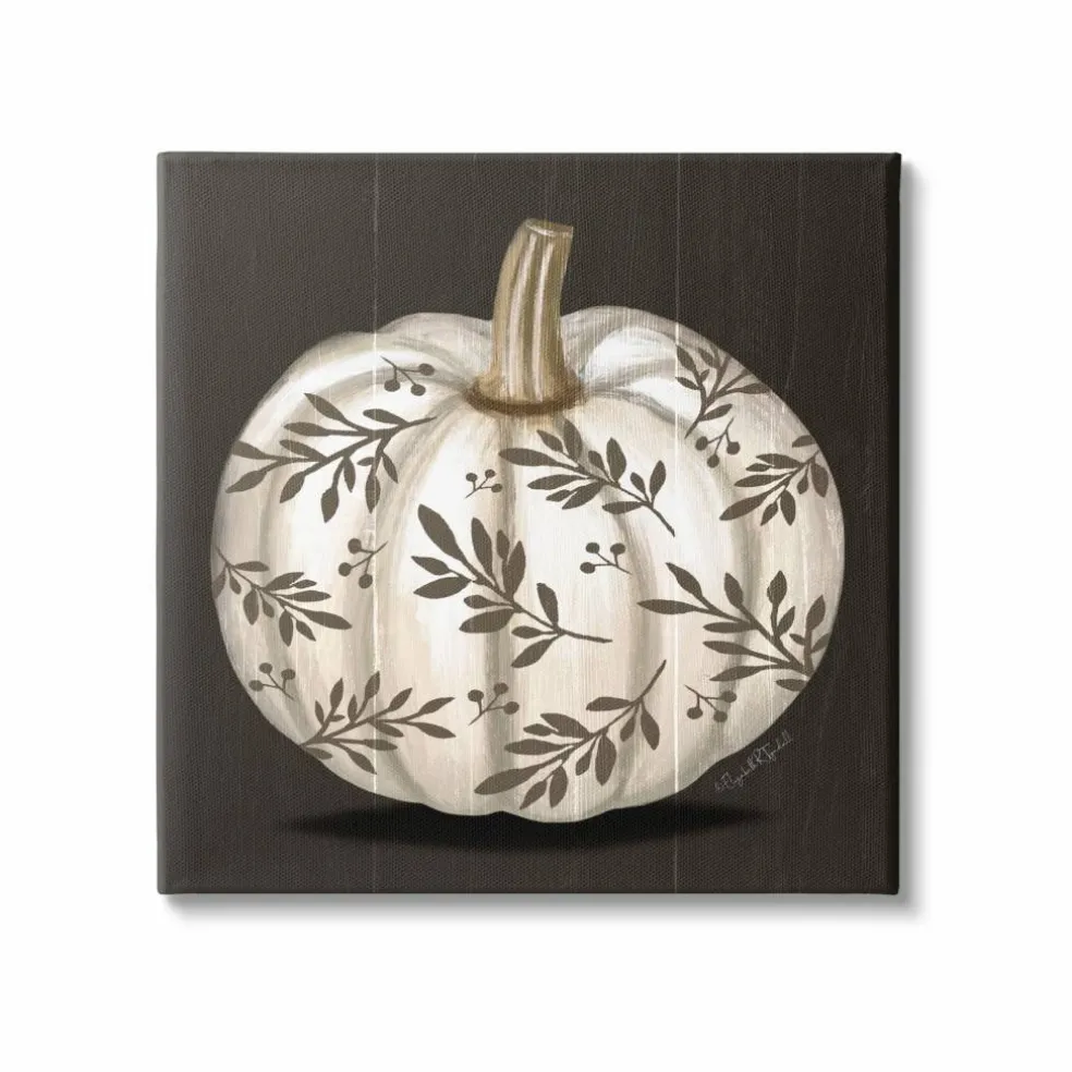 Stupell Industries Leaf Patterned Fall Pumpkin Canvas Wall Art