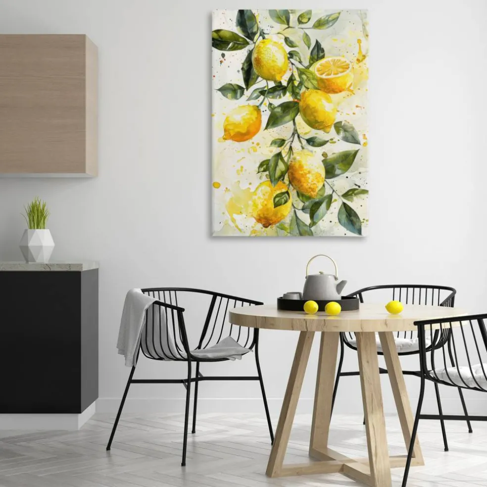 Stupell Industries Lemon Watercolor Splashes Canvas Wall Art Design by LSR Design Studio