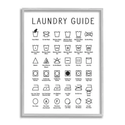 Stupell Industries Minimal Laundry Guide Cleaning Chart Helpful Symbols Framed Wall Art