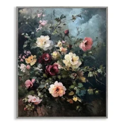 Stupell Industries Moody Dark Bouquet Framed Giclee Wall Art Design by Petal Prints Design