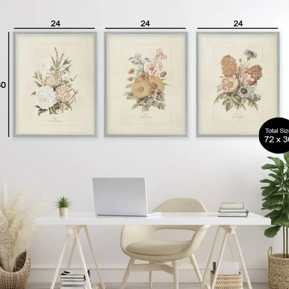 Stupell Industries Neutral Bouquet Studies 3pc Framed Giclee Set, design by Dan Meneely
