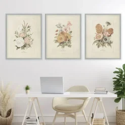 Stupell Industries Neutral Bouquet Studies 3pc Framed Giclee Set, design by Dan Meneely