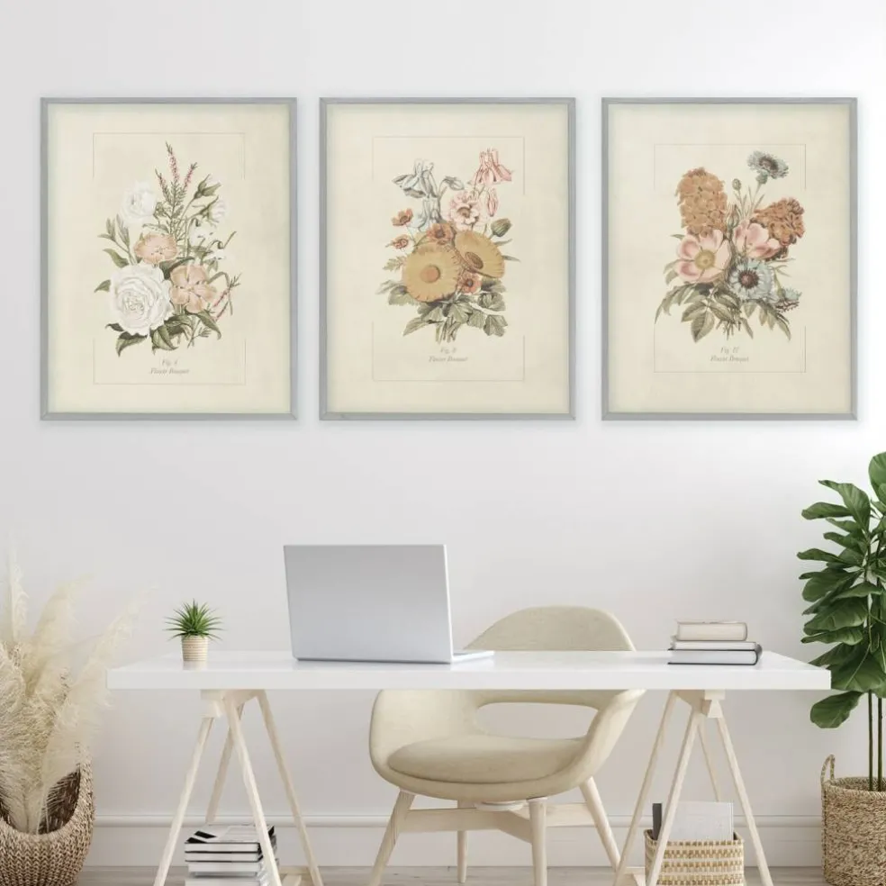 Stupell Industries Neutral Bouquet Studies 3pc Framed Giclee Set, design by Dan Meneely