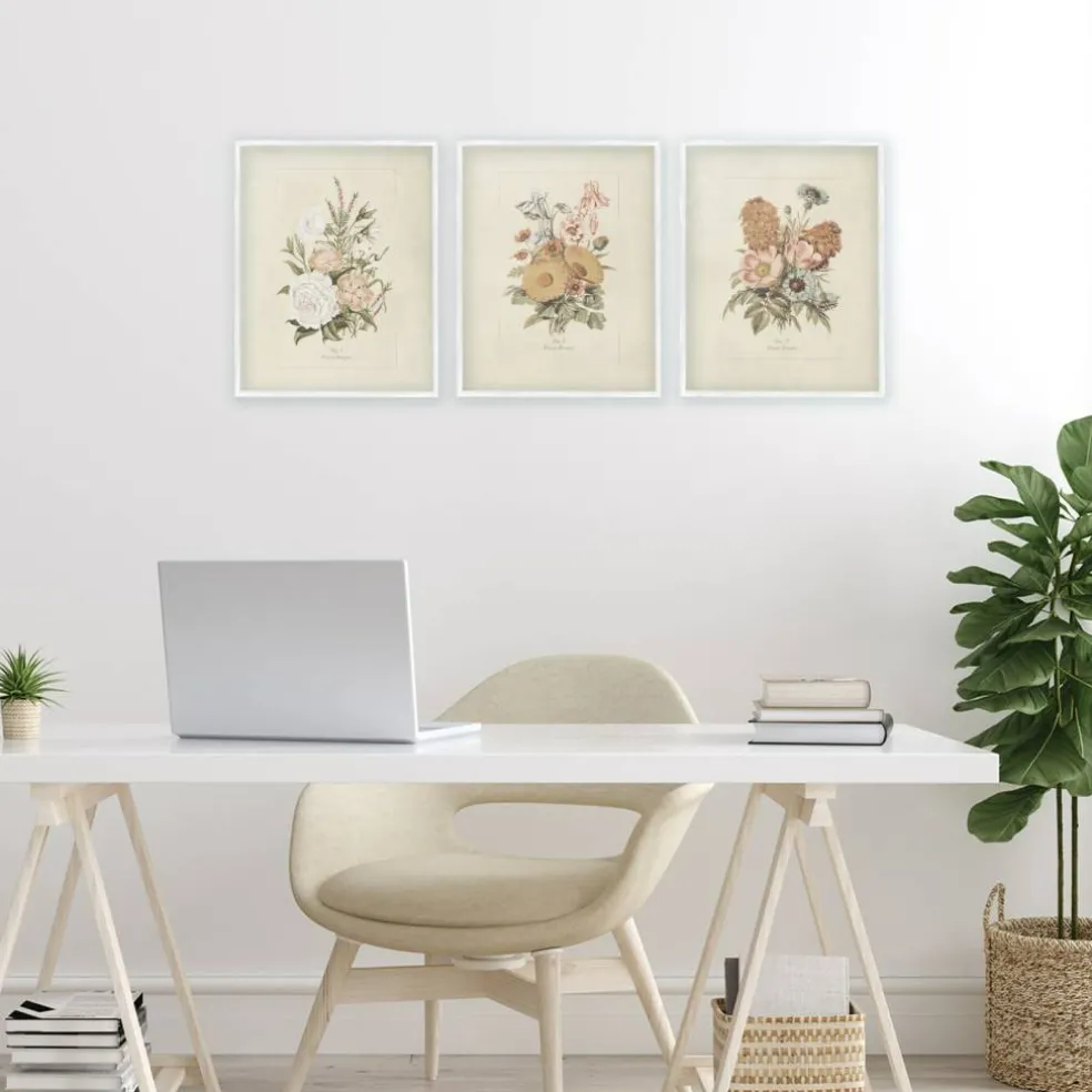 Stupell Industries Neutral Bouquet Studies 3pc Framed Giclee Set, design by Dan Meneely