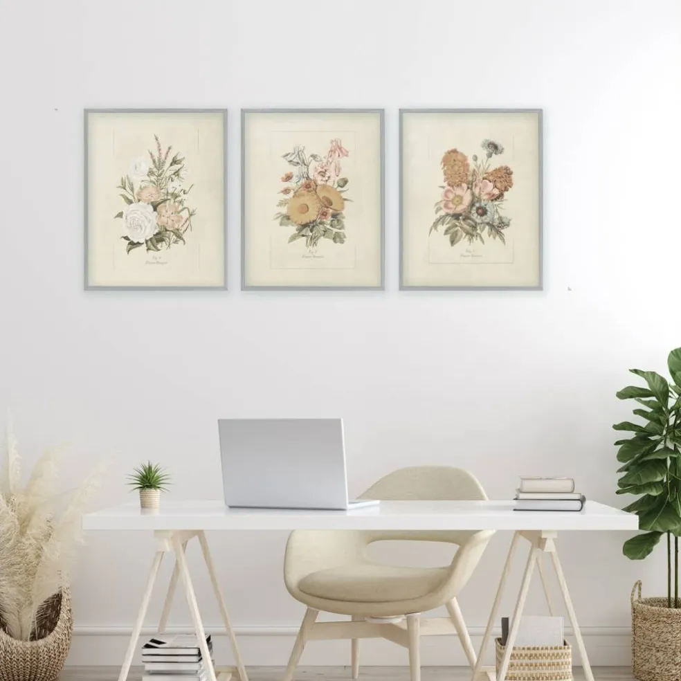 Stupell Industries Neutral Bouquet Studies 3pc Framed Giclee Set, design by Dan Meneely
