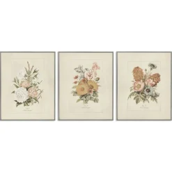 Stupell Industries Neutral Bouquet Studies 3pc Framed Giclee Set, design by Dan Meneely