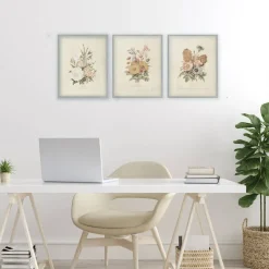 Stupell Industries Neutral Bouquet Studies 3pc Framed Giclee Set, design by Dan Meneely