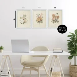 Stupell Industries Neutral Bouquet Studies 3pc Framed Giclee Set, design by Dan Meneely