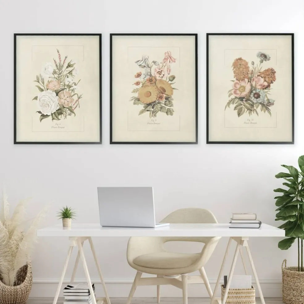 Stupell Industries Neutral Bouquet Studies 3pc Framed Giclee Set, design by Dan Meneely