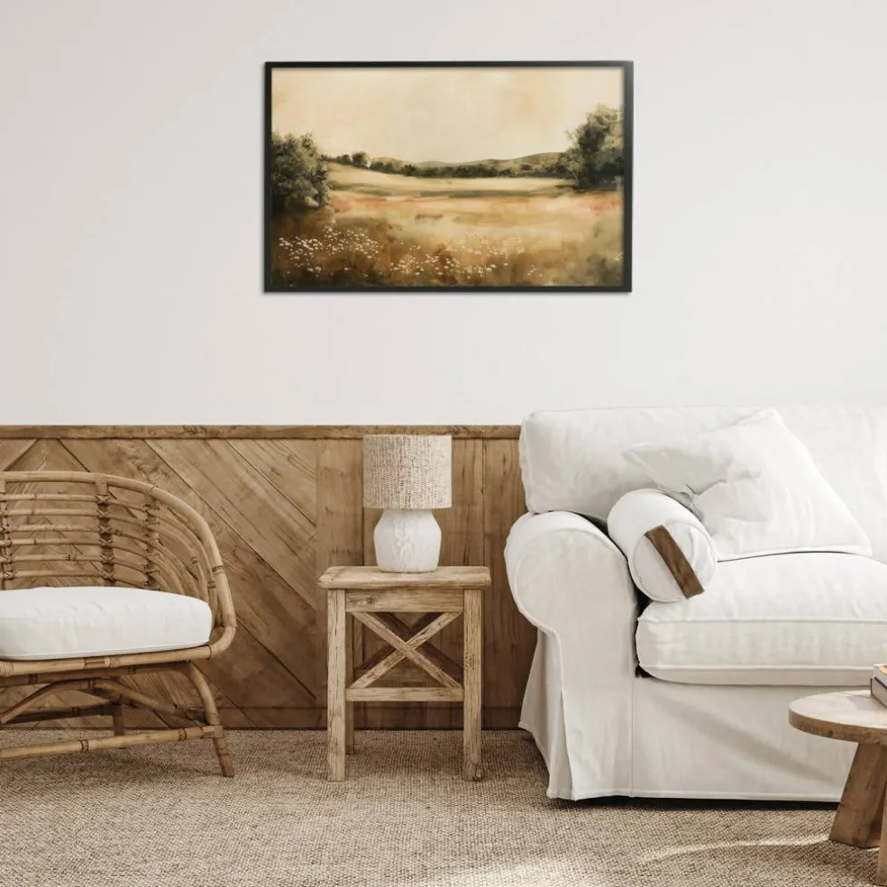 Stupell Industries Neutral Meadow Landscape Framed Giclee Wall Art Design by Lazar Studio