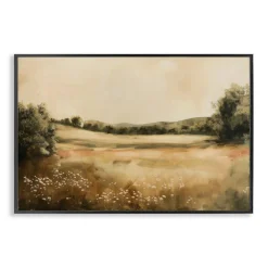 Stupell Industries Neutral Meadow Landscape Framed Giclee Wall Art Design by Lazar Studio