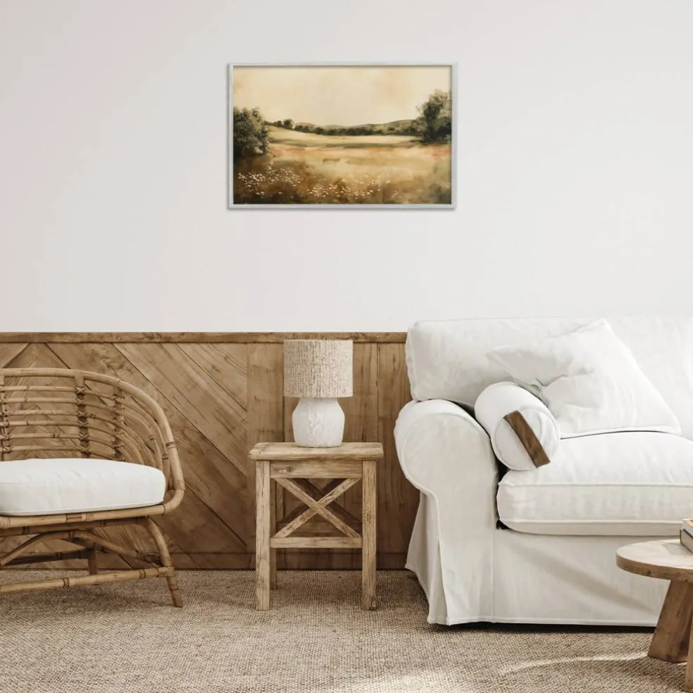 Stupell Industries Neutral Meadow Landscape Framed Giclee Wall Art Design by Lazar Studio