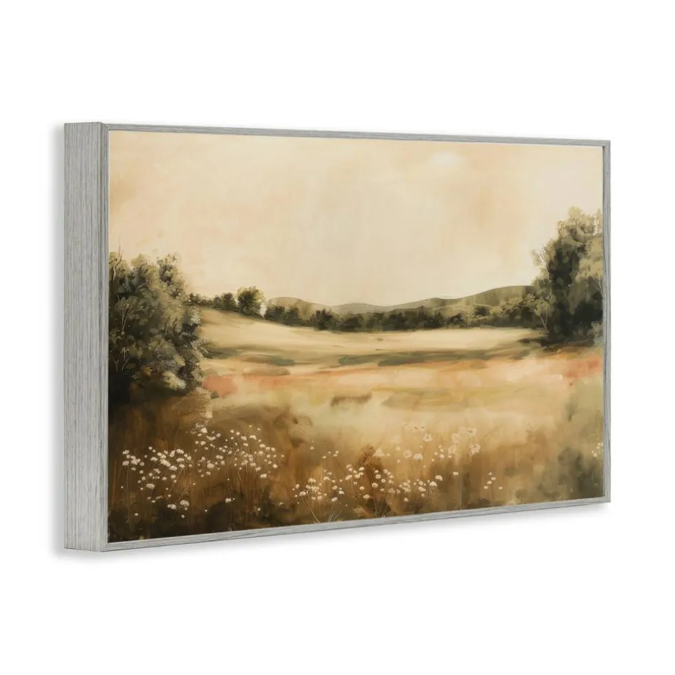 Stupell Industries Neutral Meadow Landscape Framed Giclee Wall Art Design by Lazar Studio