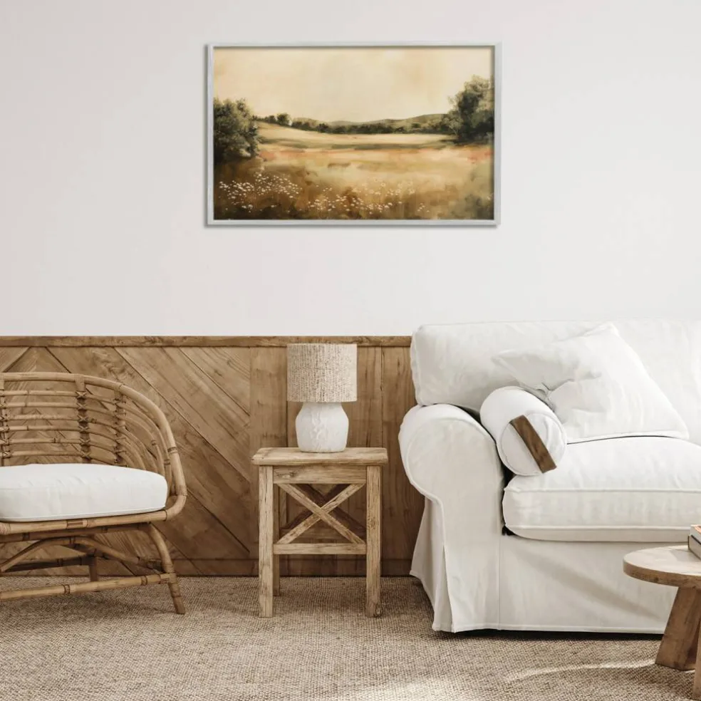 Stupell Industries Neutral Meadow Landscape Framed Giclee Wall Art Design by Lazar Studio